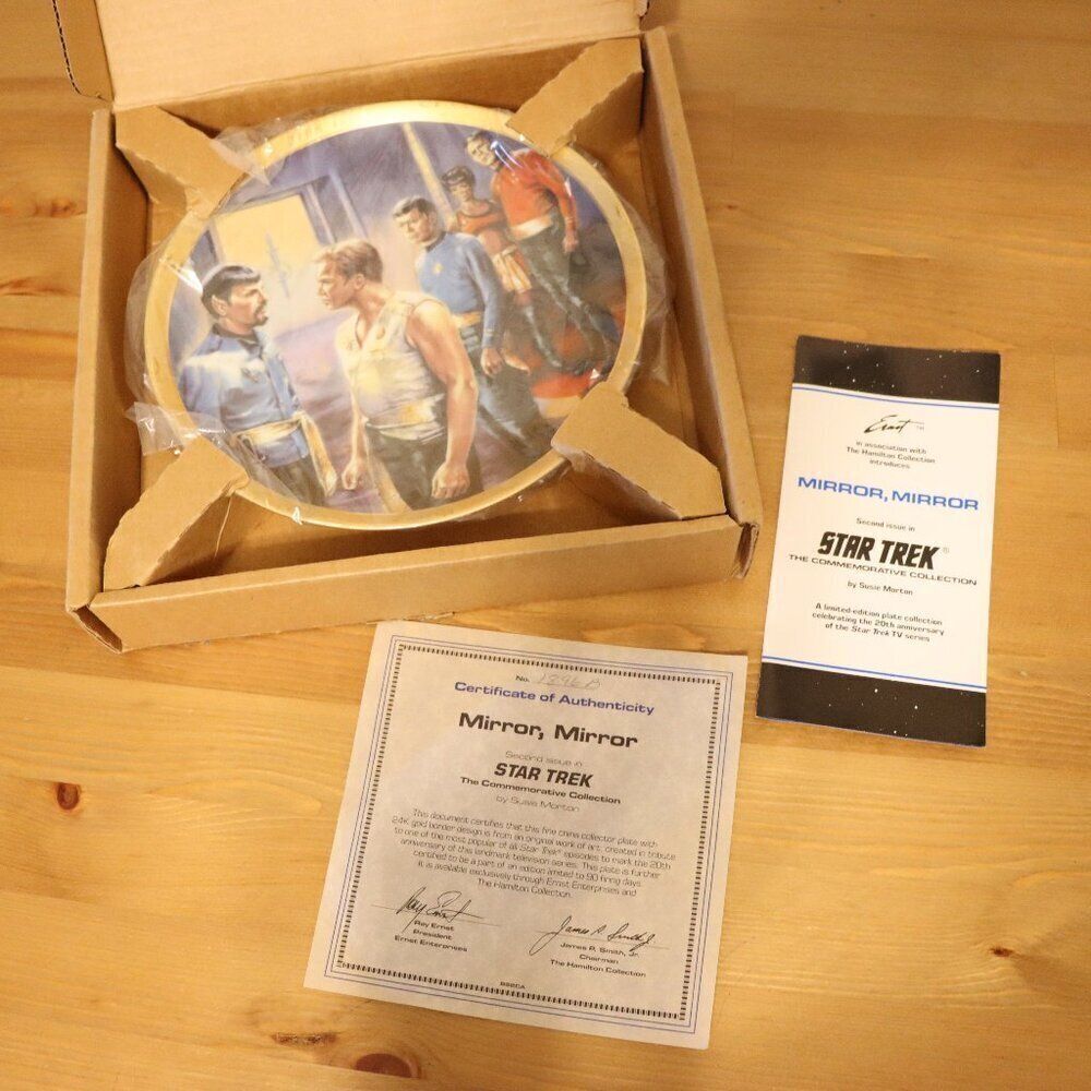 "Mirror, Mirror" Star Trek Commemorative Plate, 24 k gold border, NWT